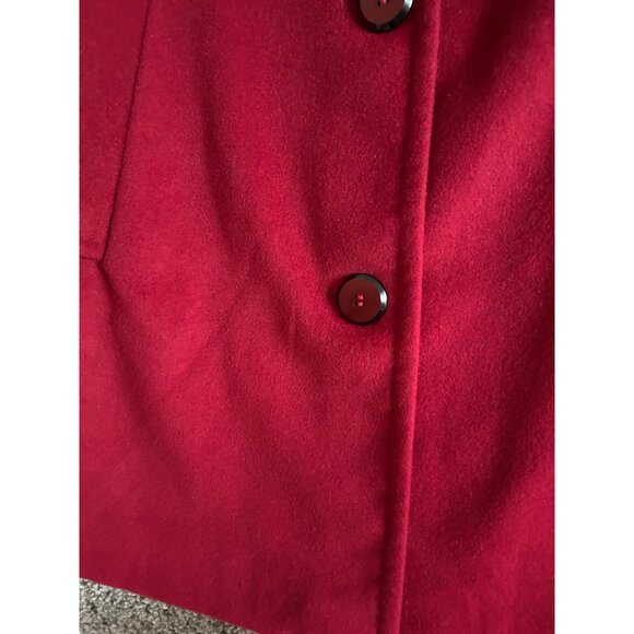 Ellen Tracy Women's Size 10 Red Wool Blend Coat W/ Angora Button - Picture 5 of 13
